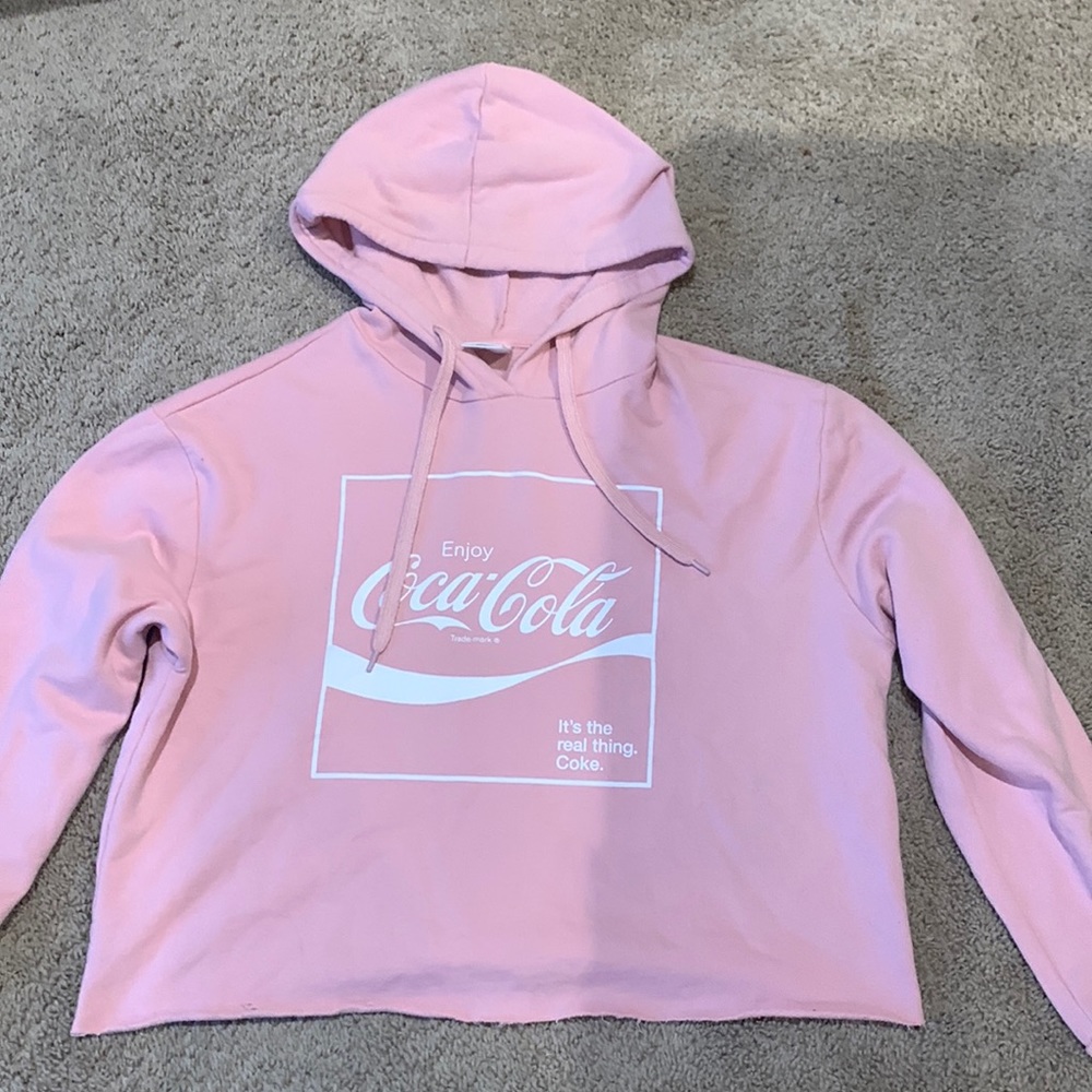 Pink Coca-Cola Cropped Hoodie